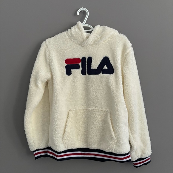 Fila Other - FILA Size XL White, Black, and Red Fluffy Unisex Kids Hoodie